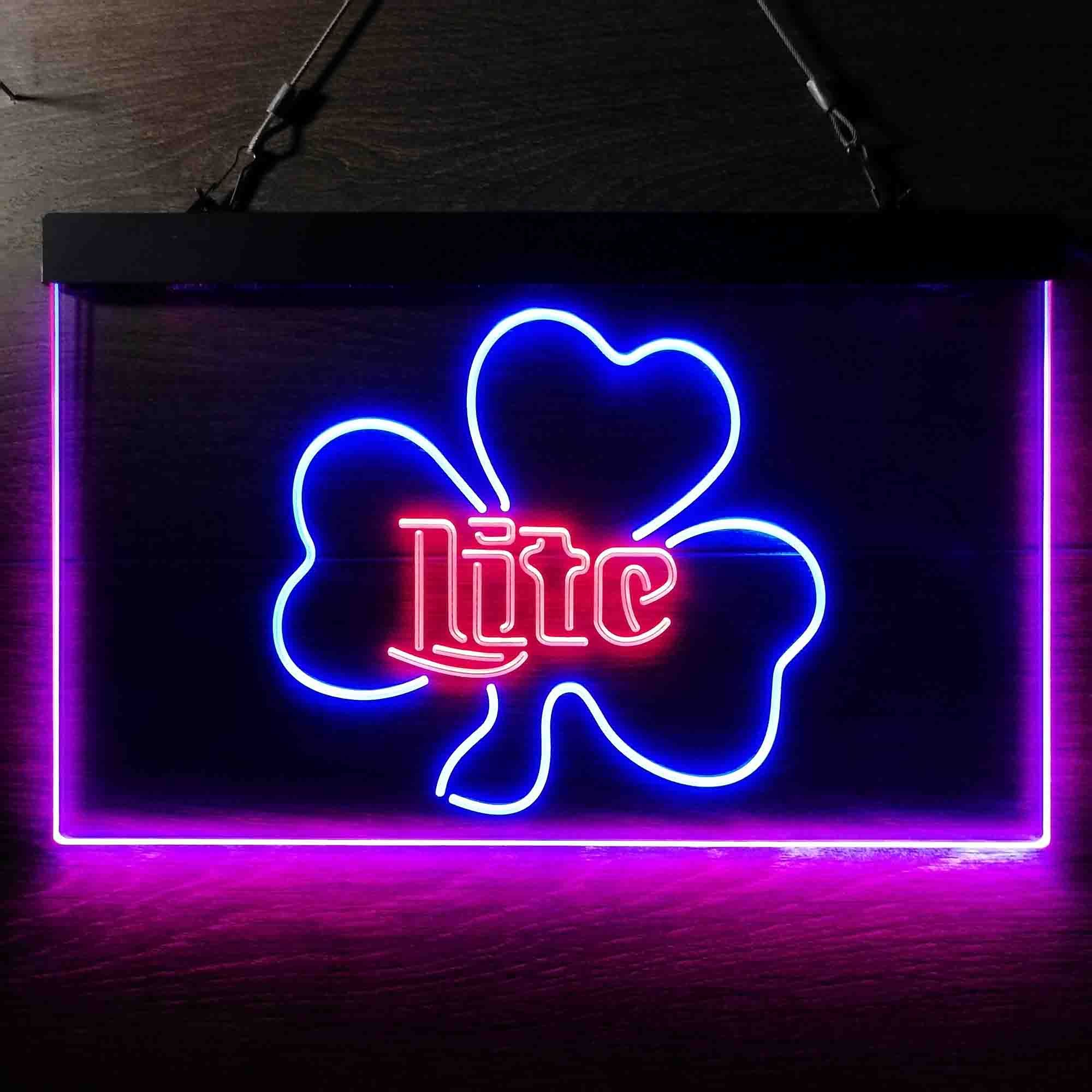 Miller Lite Shamrock Dual LED Neon Light Sign